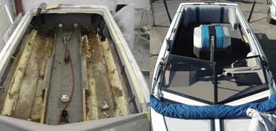 MARINE TEX: repairing damage to fiberglass hull boat bottom